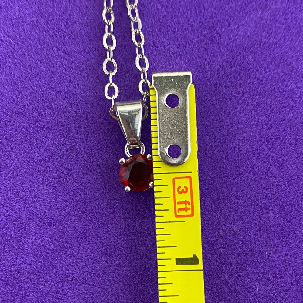 💛 Silver Effy Red CZ Gem Pendant Necklace | Minimal Classic Design - Picture 4 of 5